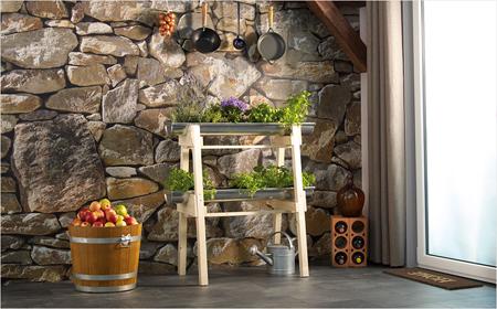 отделка стен камнем и керамической плиткой